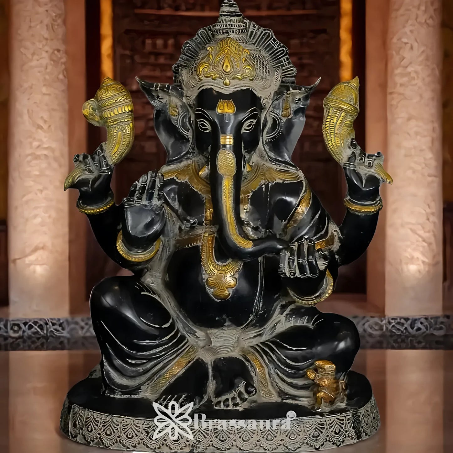 Brassaura™ Brass Ganesha Idol | Height 20.5 Inches & Weight 24 Kgs