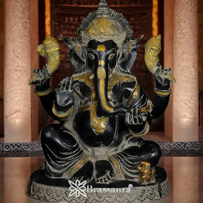 Brassaura™ Brass Ganesha Idol | Height 20.5 Inches & Weight 24 Kgs