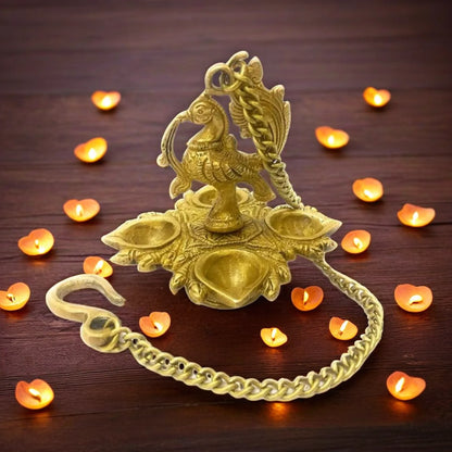 Brass Wall Hanging Diya Statue For Home Decor Weight .82 Kg And Height 13 inches