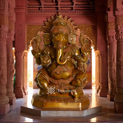 Brassaura™ Brass Ganesha Statue – “Divine Protector” | Height 30 Inches & Weight 43 Kgs