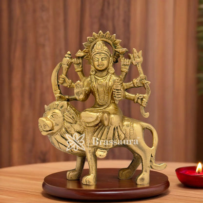 Handcrafted Brass Durga Murti – Perfect for Pooja Room & Gifting Height 5.2 inches & Weight 0.65 Kgs