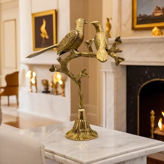 Brassaura™ Brass Tree With Birds – Height 11 Inches & Weight 1 Kgs | Traditional Craftwork for Home & Office Spaces