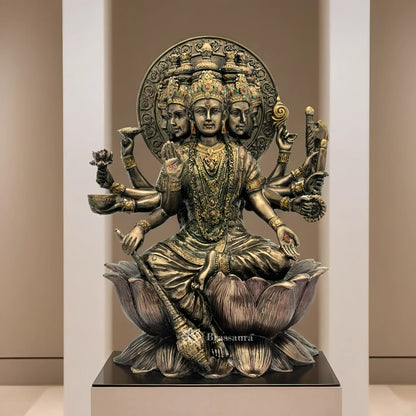Brassaura™ Resin Gayatri Devi Statue – Height 10 Inches & Weight 2.49 Kgs | Divine Goddess Idol for Temple & Spiritual Décor