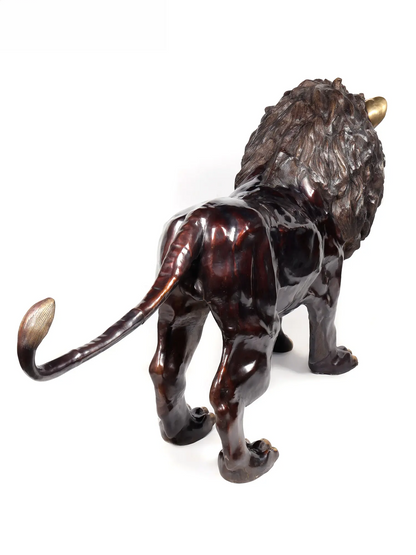 Brassaura® Majestic Lion Brass Sculpture | Pure Brass | Height 49 Inches & Weight 213.70 kgs