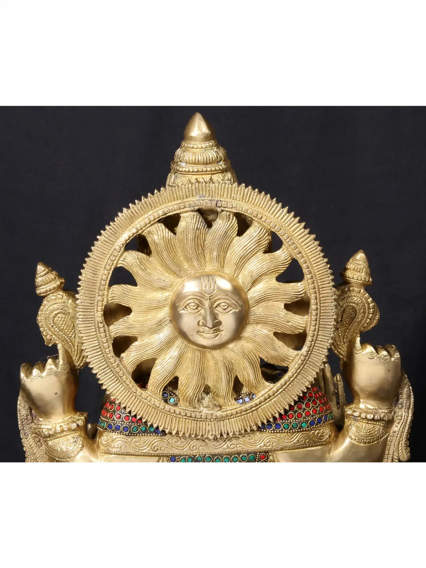 Brassaura™ Brass Lord Ganesha on Oval Base with Fine Stone Work | Height 18.5 Inches & Weight 19.82 kgs