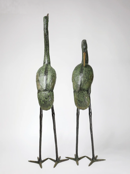 ब्रासौर® क्रेन पीतल की मूर्तियों का जोड़ा | शुद्ध पीतल | ऊंचाई 60 इंच और वजन 39.80 किलोग्राम