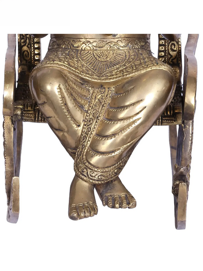 Brassaura™ Reclining Lord Ganesha Idol | Pure Brass with Intricate Detailing | Height 13 Inches & Weight 12.50 Kgs