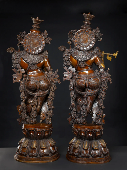 Brassaura® Brass Radha Krishna Statue | Height 47.05 Inches & Weight 110 kg