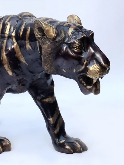 Brassaura® Walking Tiger Brass Sculpture | Pure Brass | Height 27.6 Inches & Weight 93.50 kgs