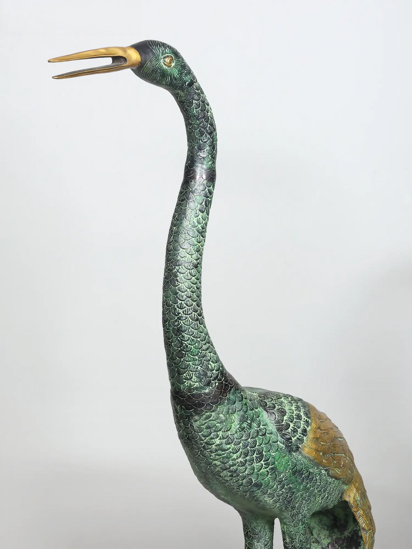 Brassaura® Pair of Decorative Crane Brass Sculptures | Handcrafted Home Décor Statues | Height 67 Inches & Weight 64 kgs