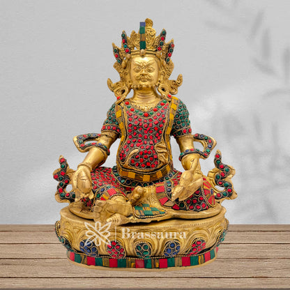 Brass Gem Stone Work Kuber Idol for Home and Decor Weight 5 Kg Height 31 cm