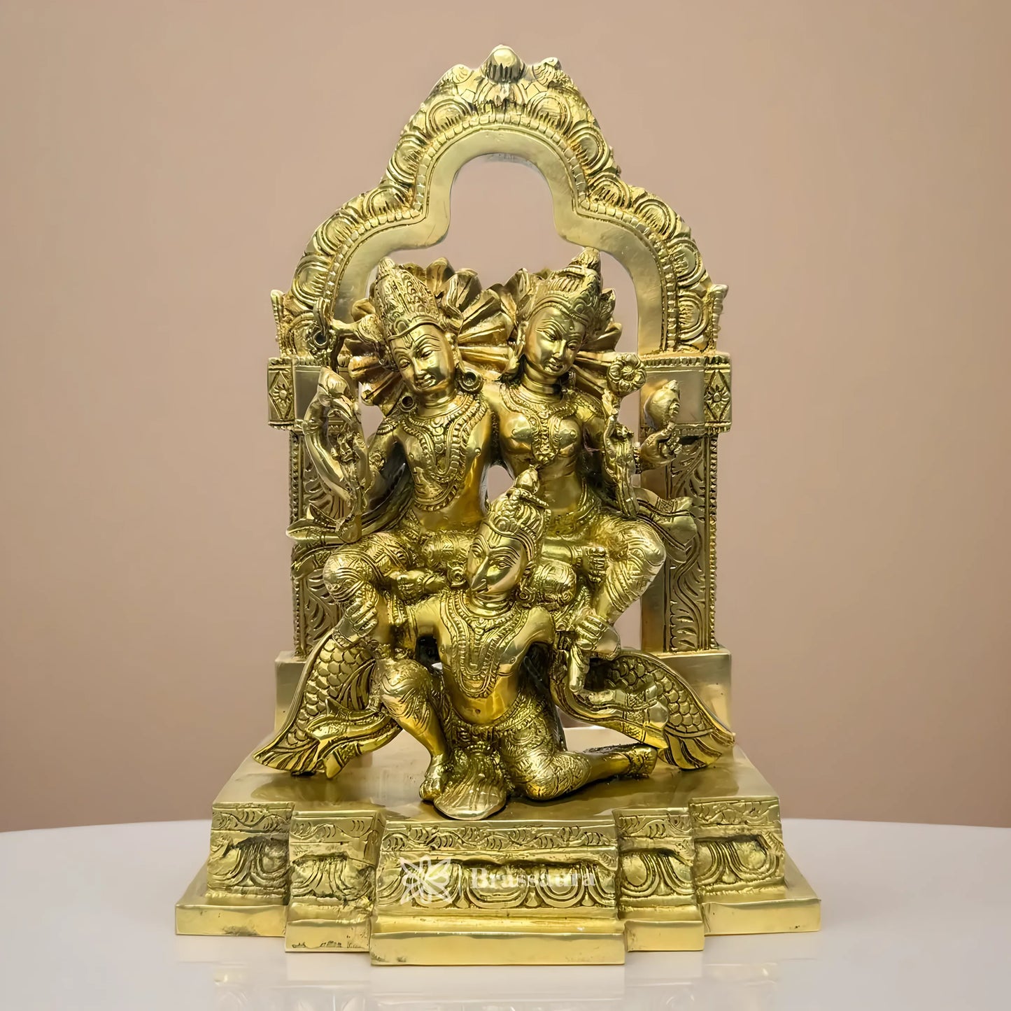 Brassaura™ Brass Laxmi Narayana  – Height 16 Inches & Weight 6 Kgs | Divine Brass Artwork Representing Prosperity & Peace