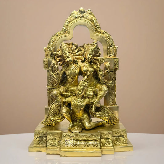 Brassaura™ Brass Laxmi Narayana  – Height 16 Inches & Weight 6 Kgs | Divine Brass Artwork Representing Prosperity & Peace