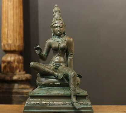 ब्रासोरा® वृंदावन वेणुगोपाल कृष्ण पीतल की प्रतिमा मोर के साथ | एंटीक नीला और सुनहरा रंग | ऊँचाई 20 इंच