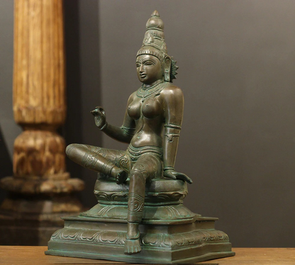 ब्रासोरा® वृंदावन वेणुगोपाल कृष्ण पीतल की प्रतिमा मोर के साथ | एंटीक नीला और सुनहरा रंग | ऊँचाई 20 इंच