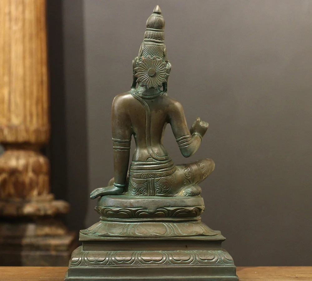 ब्रासोरा® वृंदावन वेणुगोपाल कृष्ण पीतल की प्रतिमा मोर के साथ | एंटीक नीला और सुनहरा रंग | ऊँचाई 20 इंच