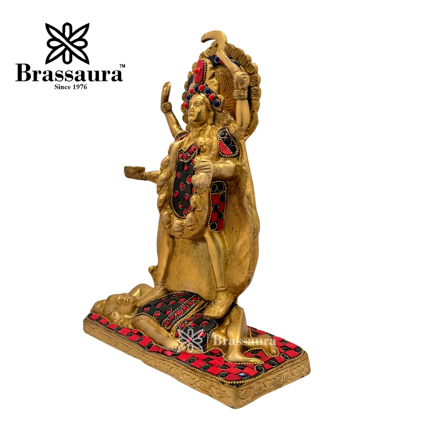 Brass Gem Stone Work Shiva with Kali Mata Idol for Home and Decor Weight 3.9 Kg Height 27 cm