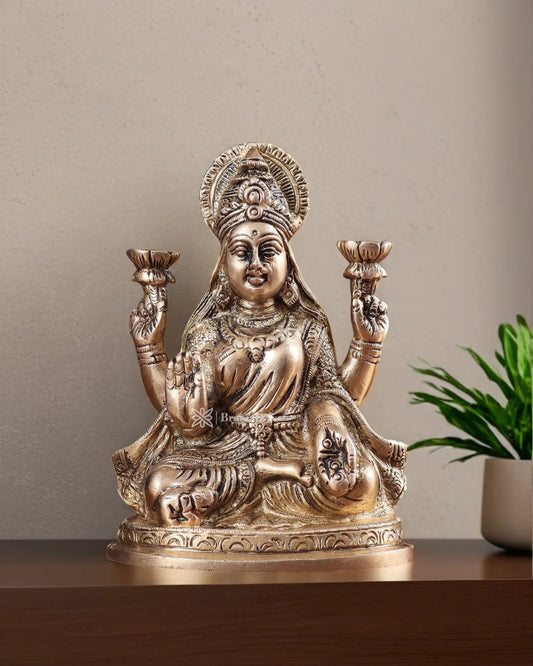 Brass Laxmi Idol for Home and Decor Height 6 Inches & Weight 1.3 Kgs