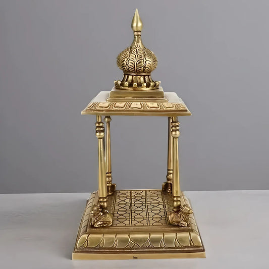 Brassaura™ Brass Temple Statue – Height 14.4 Inches & Weight 4.3 Kgs | Meditation & Worship Space Accent