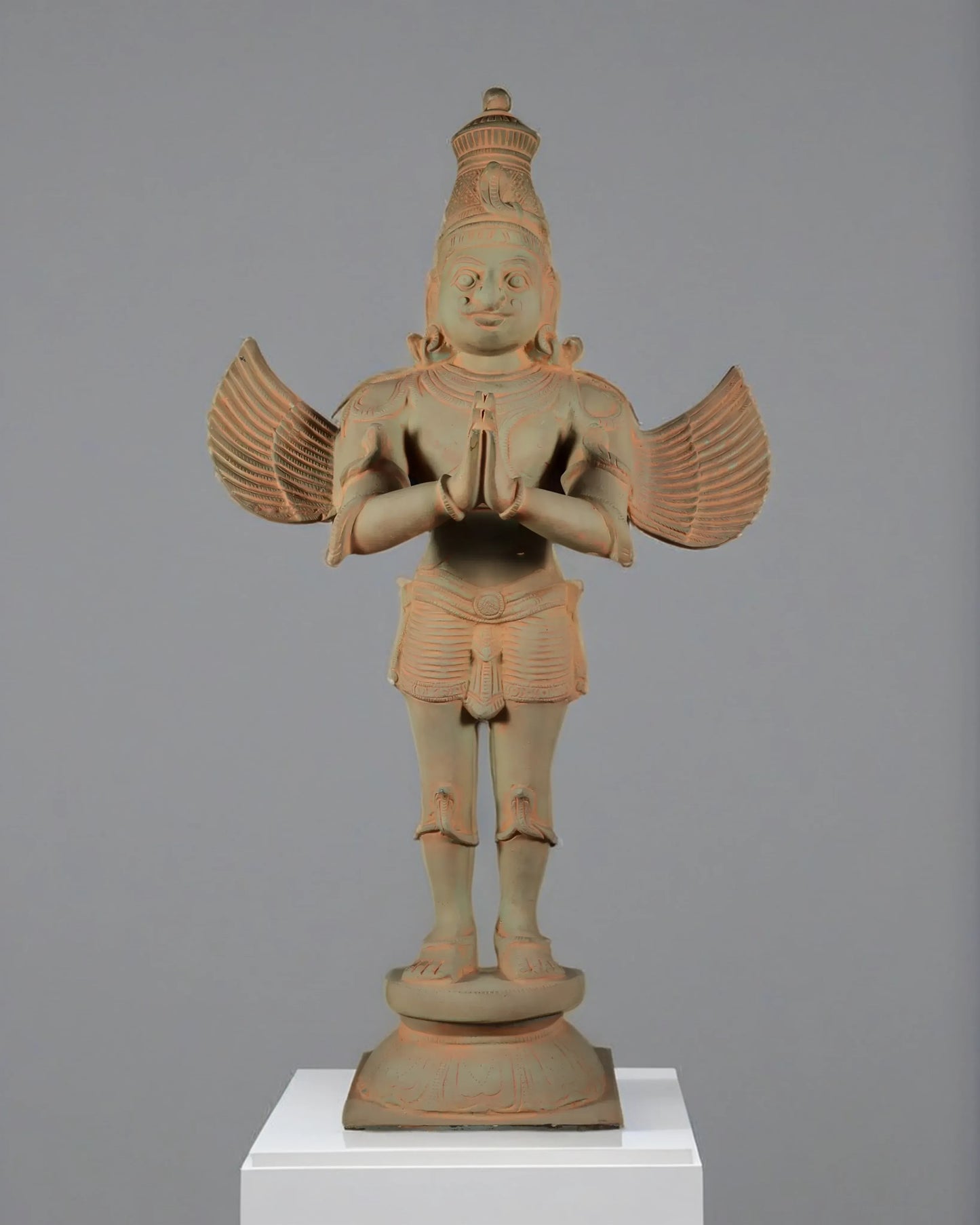 Brassaura™ Brass Standing Garuda Dev Statue with Green Patina | Handcrafted Divine Décor | Weight 11 Kgs | Height 22 Inches