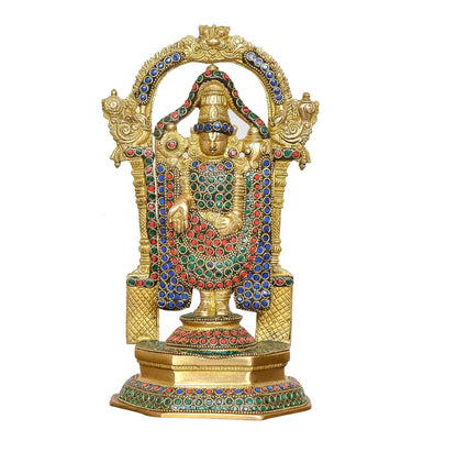 ब्रासोरा® वृंदावन वेणुगोपाल कृष्ण पीतल की प्रतिमा मोर के साथ | एंटीक नीला और सुनहरा रंग | ऊँचाई 20 इंच