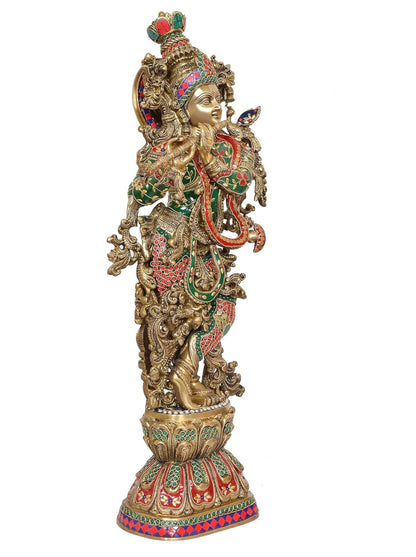 Brassaura® Brass Krishna Statue | Height 29 Inches