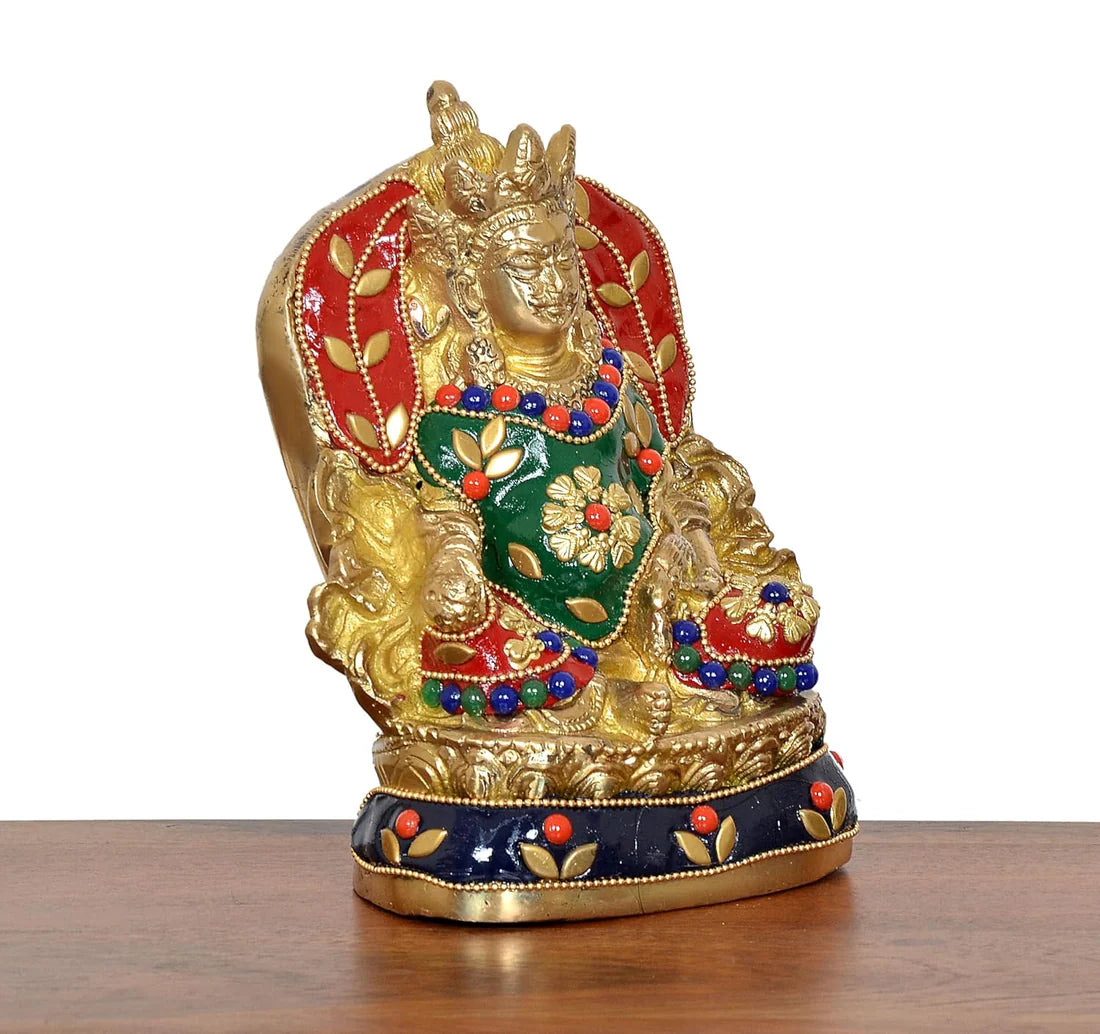 Brassaura® Brass Kubera Idol | 5.5 Inch Golden God of Wealth Statue | Handcrafted Brass Murti for Home & Mandir