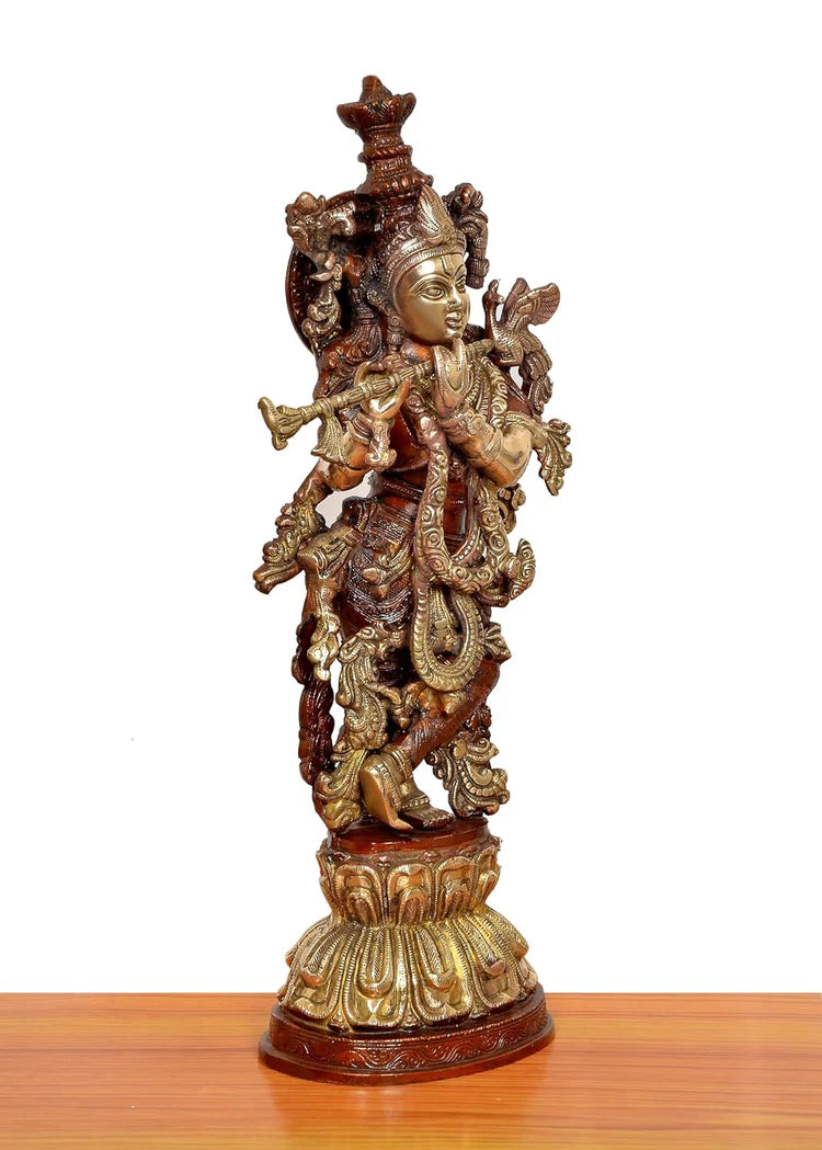 Brassaura® Brass Lord Krishna Statue | Height 20.5 Inches