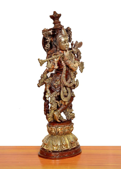 Brassaura® Brass Lord Krishna Statue | Height 20.5 Inches