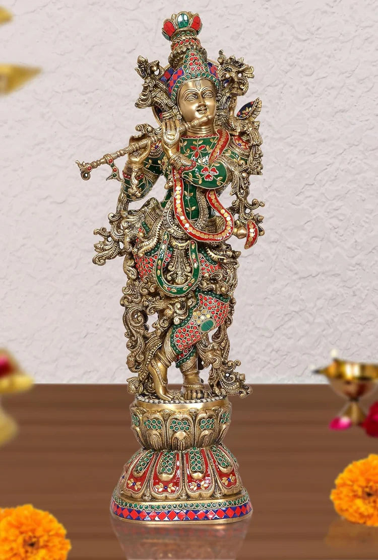 Brassaura® Brass Krishna Statue | Height 29 Inches