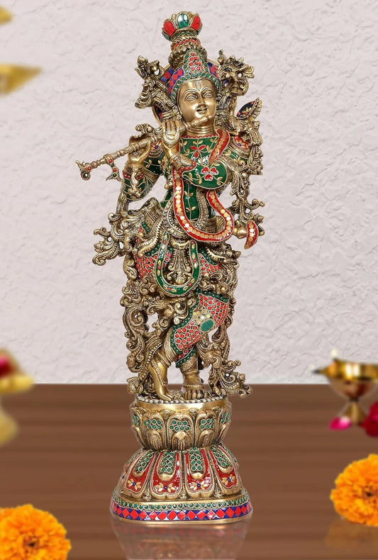 Brassaura® Brass Krishna Statue | Height 29 Inches