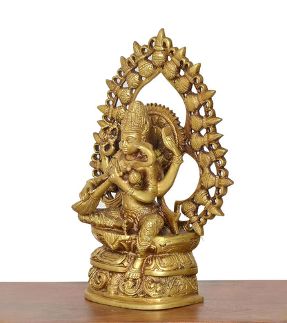 ब्रासोरा® वृंदावन वेणुगोपाल कृष्ण पीतल की प्रतिमा मोर के साथ | एंटीक नीला और सुनहरा रंग | ऊँचाई 20 इंच