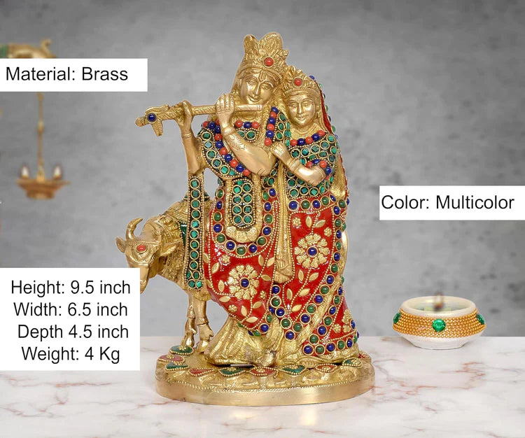 Brassaura® Brass Radha Krishna Idol | Height 9.5 Inches