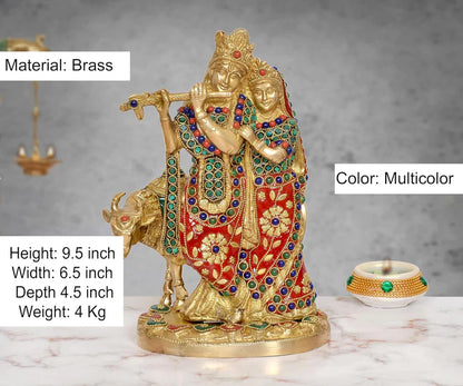 Brassaura® Brass Radha Krishna Idol | Height 9.5 Inches