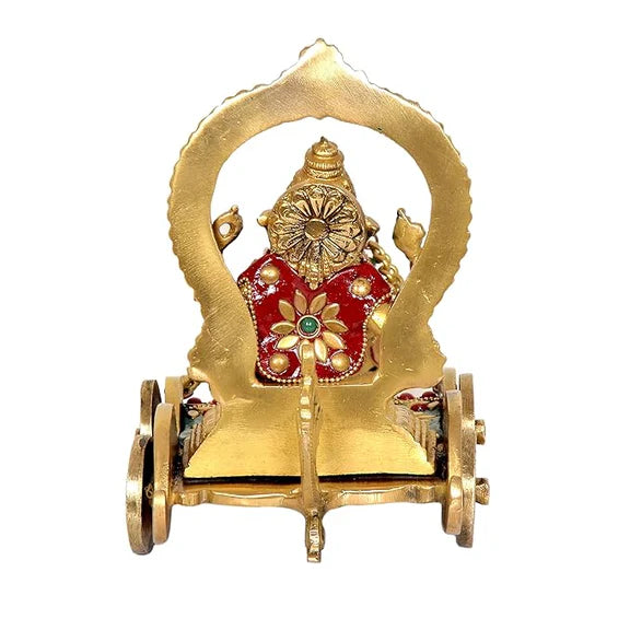 Brassaura® Brass Ganesha Rath Chariot Statue Idol | Length 12 Inches