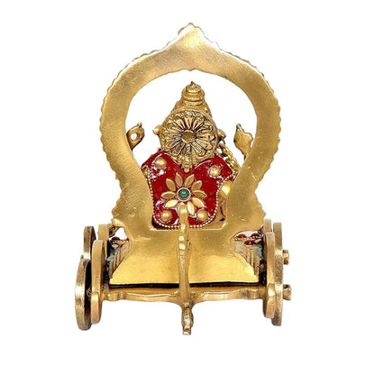 Brassaura® Brass Ganesha Rath Chariot Statue Idol | Length 12 Inches