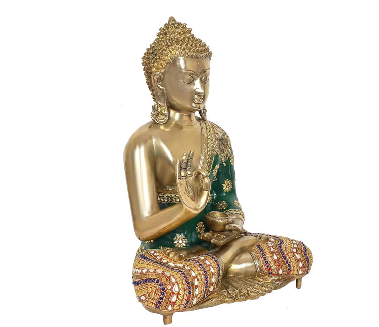 Brassaura® Brass Standing Buddha Idol in Abhaya Mudra | Height 20 Inches