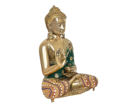 Brassaura® Brass Standing Buddha Idol in Abhaya Mudra | Height 20 Inches