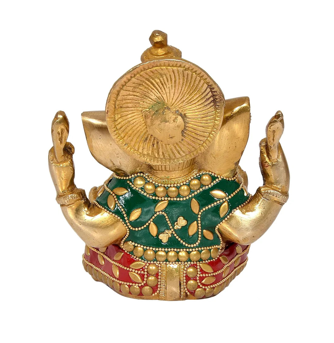 Brassaura® Brass Ganesha Statue | Height 5.5 Inches | Multicolor Ganpati Murti for Home Décor & Pooja