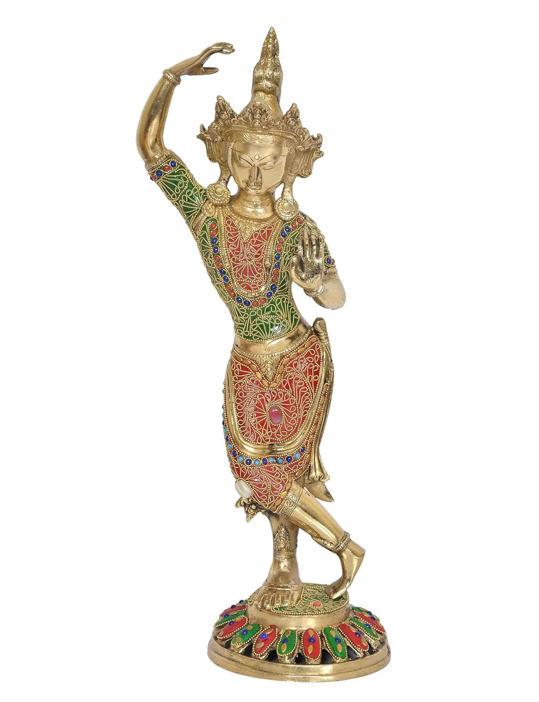 Brassaura® Brass Standing Dancing Tara Devi Statue | Height 21 Inches