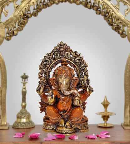 ब्रासोरा® वृंदावन वेणुगोपाल कृष्ण पीतल की प्रतिमा मोर के साथ | एंटीक नीला और सुनहरा रंग | ऊँचाई 20 इंच