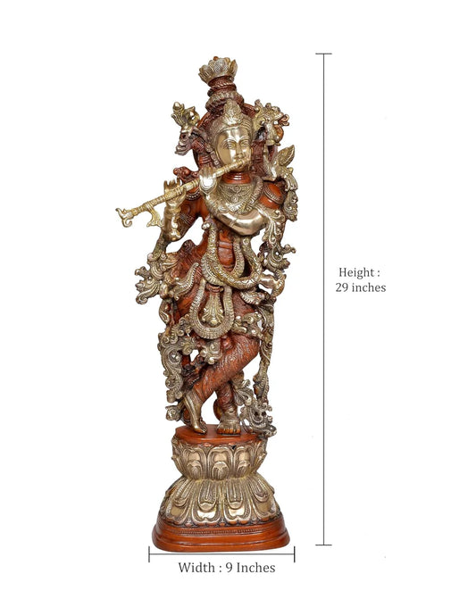 Brassaura® Brass Krishna Statue | Height 29 Inches