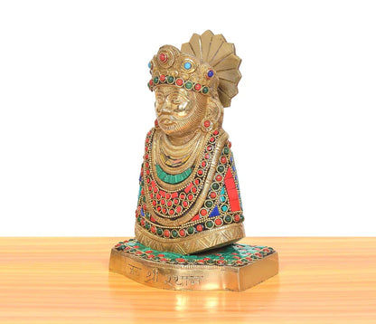 Brassaura® Brass Khatu Shyam Ji Idol | Height 8 Inches