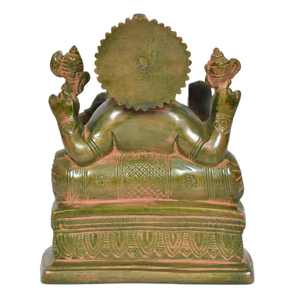ब्रासोरा® वृंदावन वेणुगोपाल कृष्ण पीतल की प्रतिमा मोर के साथ | एंटीक नीला और सुनहरा रंग | ऊँचाई 20 इंच