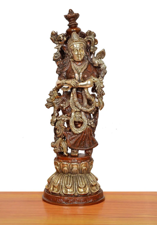 Brassaura® Brass Lord Krishna Statue | Height 20 Inches