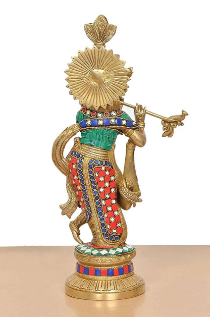 Brassaura® Brass Lord Krishna Idol | Height 15 Inches