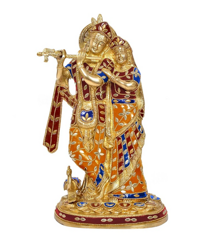 Brassaura® Brass Standing Radha Krishna Idol | Height 12 Inches
