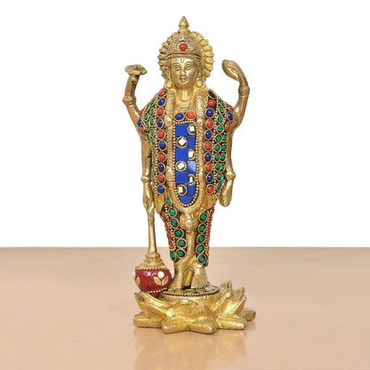 Brassaura® Brass Lord Vishnu Standing Idol | Height 8 Inches
