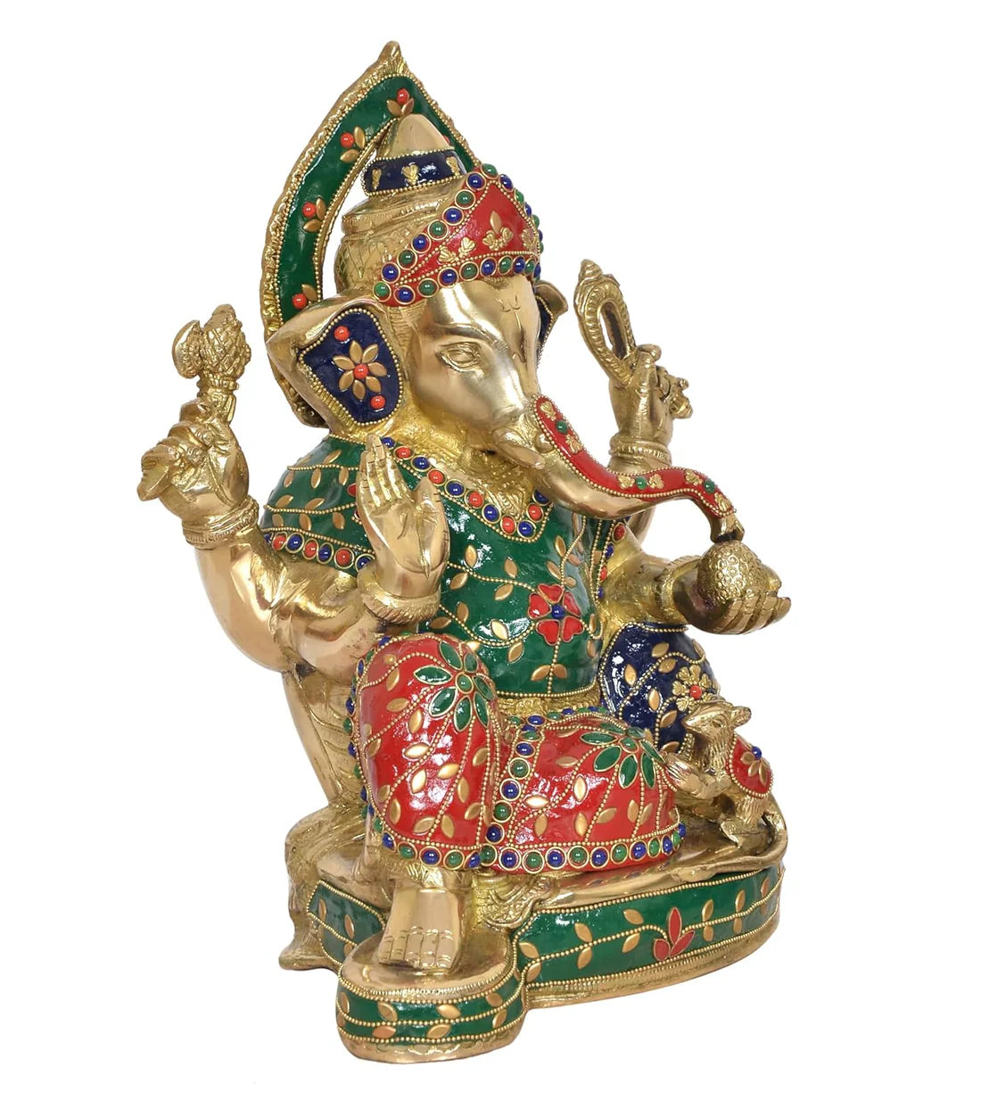 Brassaura® Brass Lord Ganesha Sitting Idol | Height 12 Inches