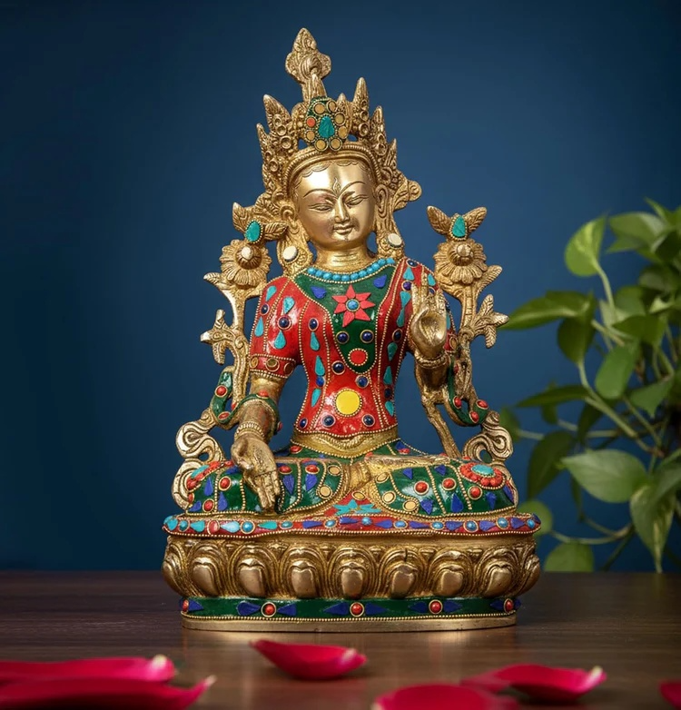 Brassaura® Brass Tara Statue | Height 13 Inches